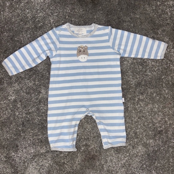 Blue and White Striped Baby One Piece - Picture 1 of 3